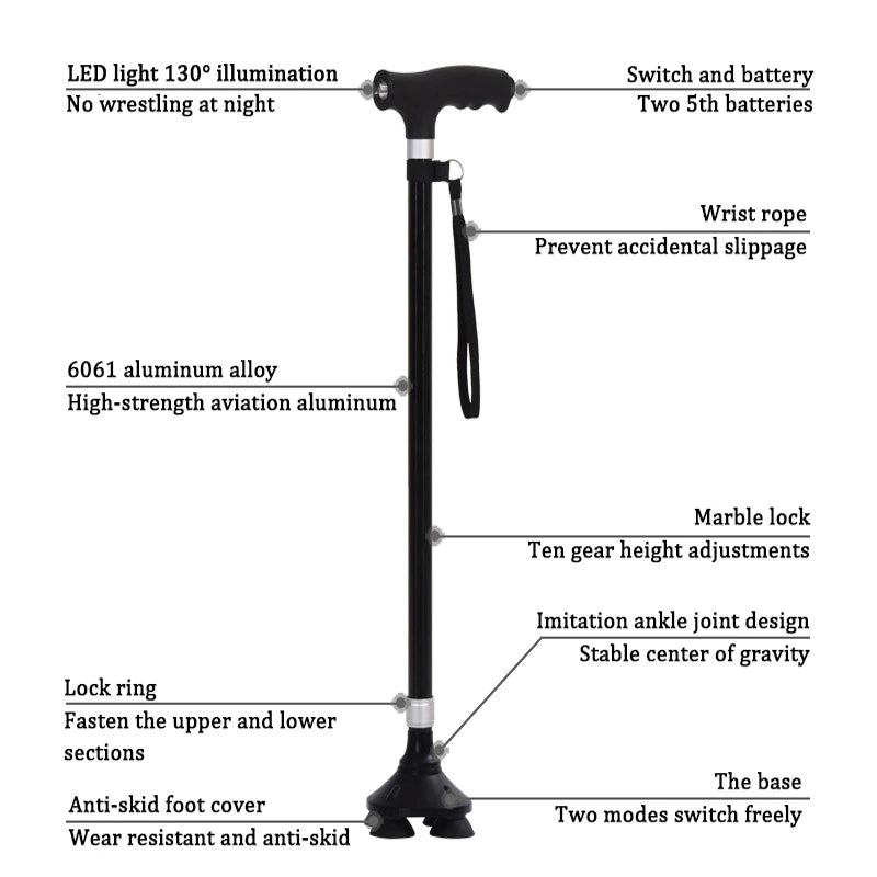 Retractable Walking Stick with LED